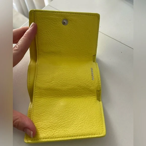 BALENCIAGA Paper Mini Trifold Wallet Purse Leather Made In Italy - Picture 10 of 17